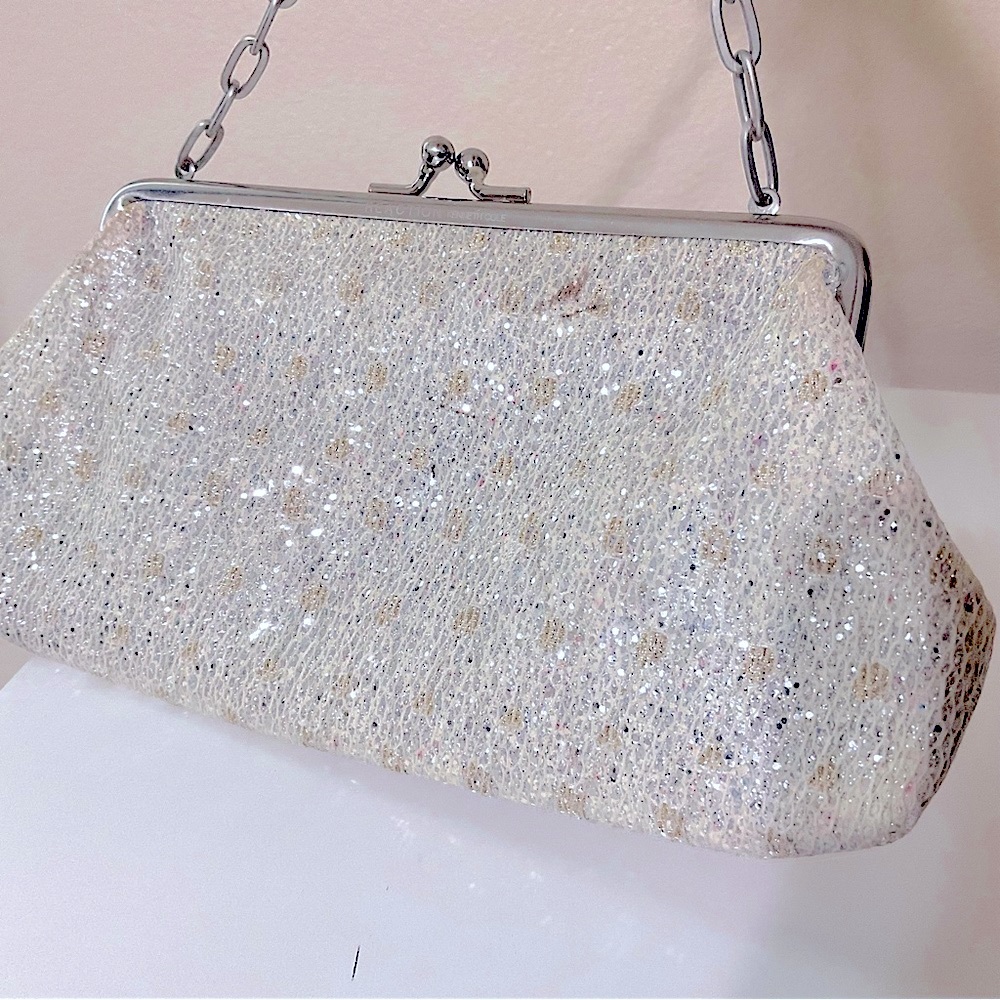 Kenneth Cole Reaction Glitter Bag/Clutch Gold, Silver Kiss Clasp